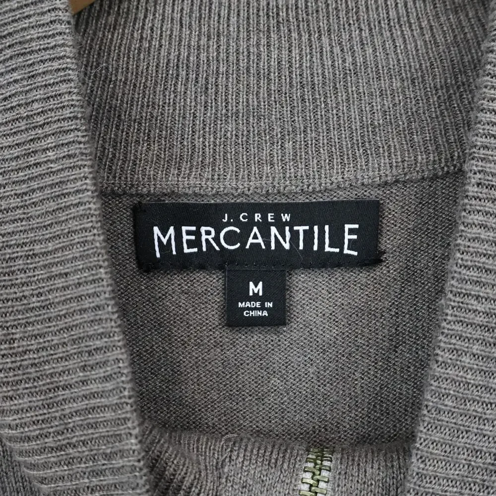 J.Crew Mercantile Men's 1/4 Zip Long Sleeve Wool Blend Sweater Brown Size M